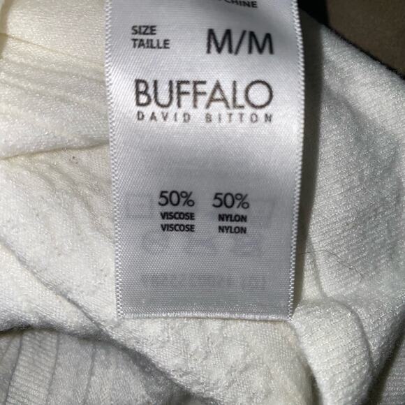 Buffalo David Bitton 3/4 Sleeve Pointelle Knit Sweater in Off White Size Medium - Picture 7 of 8